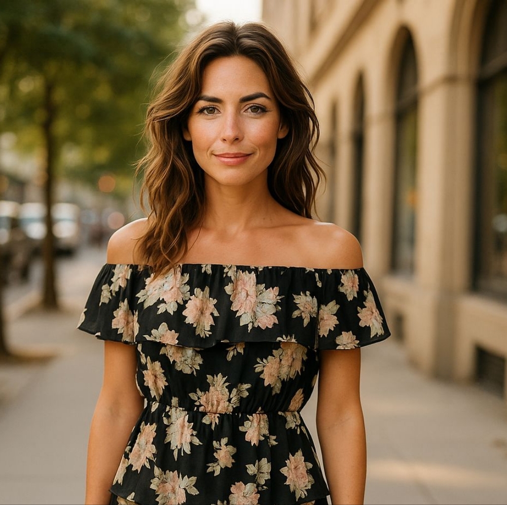 Windsor Black Floral Off-Shoulder Dress